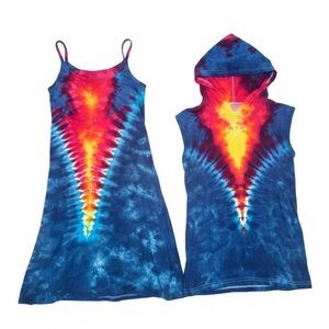 Vibrant Tie-Dye Dress and Hoodie Set